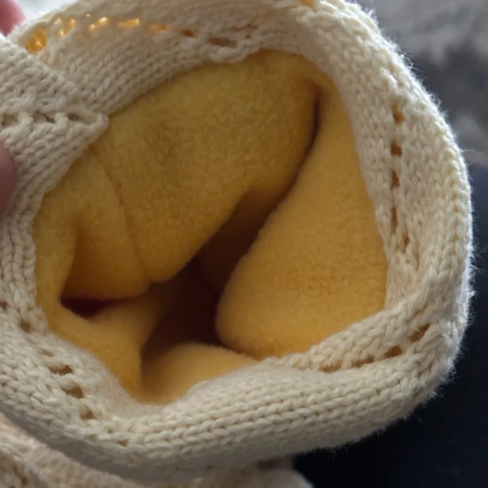 Upcycled Floral Handmade Wool Gloves with Button Detail, Fleece Lined - Picture 6 of 6